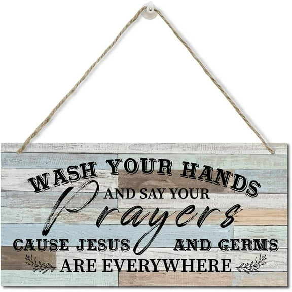 Wood Sign 5x10 Inch Wash Your Hands And Say Your Prayers Sign Wood Plaque Sign Wall Hanging Wash Your Hands Sign Bathroom Decor Jesus And Germs Sign Funny Bathroom Decor Wall Art Sign Gift For Women