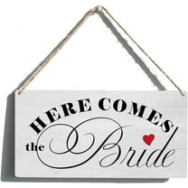Wood Sign 5x10 Inch Wedding Ceremony Sign Gift Farmhouse Here Comes The Bride Wooden Hanging Sign Plaque Wall Art Decor For Home Wedding Decoration Gift For Women Men
