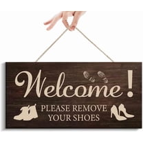 Wood Sign 5x10 Inch Welcome Wood Signs Please Remove Your Shoes Wooden Hanging Sign Plank Plaque Wall Art Decor Front Door Porch Bedroom Garden Bar Pub Bathroom Home Hotel Gift For Women Men