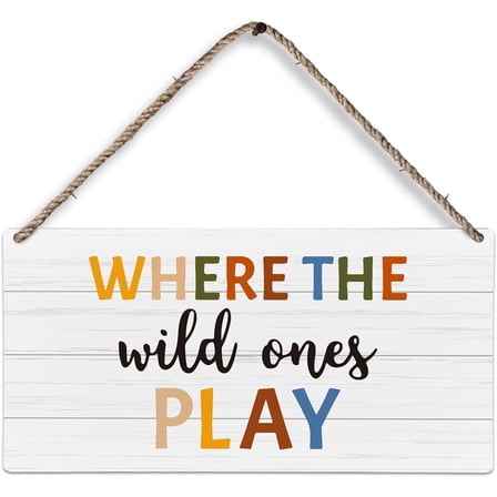 Wood Sign 5x10 Inch Where The Wild Ones Play Wood Plaque Sign Playroom Wall Decor Play Signs For Playroom Play Playroom Sign Wall Decor Playroom Nursery Room Home Decor Hanging Decor Gift For Women