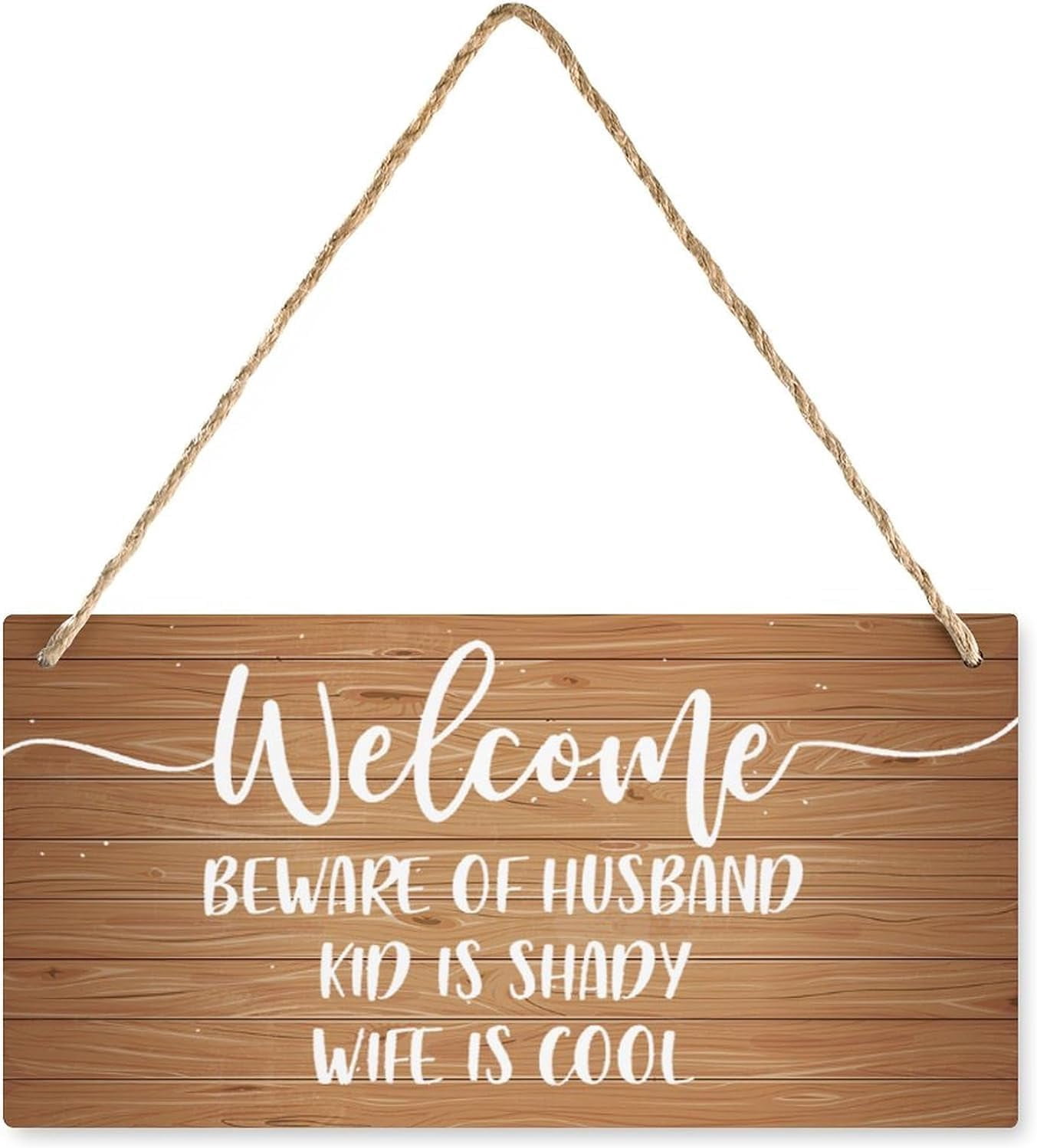 Wood Sign 5x10 Inch Wooden Hanging Sign Plaque Beware Of Husband Kid Is ...