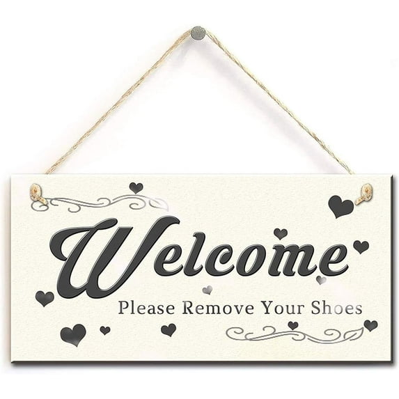 Wood Sign 6x12 Inch Country Style Wood Signs Remove Your Shoes Welcome Please Wooden Hanging Sign Plank Plaque Wall Art Decor Front Door Porch Bedroom Garden Bar Pub Bathroom Home Hotel Gift For Women