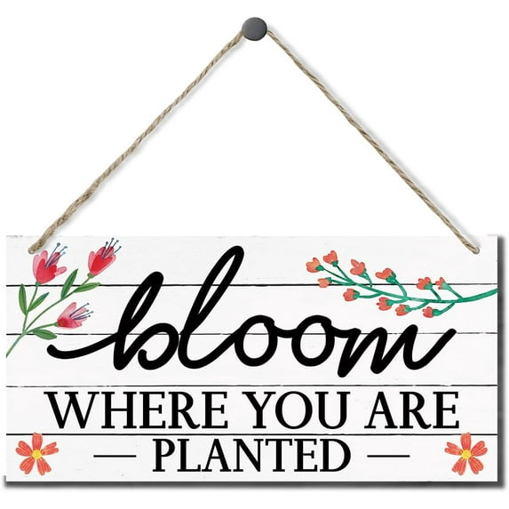 Wood Sign 6x12 Inch Spring Decoration Hanging Home Decorative Inspirational Spring Decor Wall Decor For Home Bedroom Living Room Office Farmhouse Wood Wall Hanging Plaque Bloom Where You Art Planted