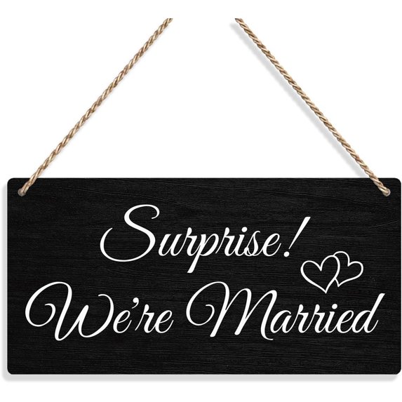 Wood Sign 6x12 Inch Surprise We'Re Married Wedding Signs Wall Hanging Wedding Accessories Stuff Wedding Decorations For Reception Engagement Wedding Party Wall Art Decor Wooden Sign For Porch