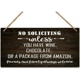 thumbnail image 1 of Wood Sign 6x12 Inch Sign Wall Art Definition Wood Plaque No Soliciting Unless You Have Wine Chocolate Or A Package Farmhouse Family Wall Decor Rustic Wood Hanging Wall Art Gift For Women Men, 1 of 6