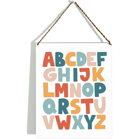 Wood Sign 8x10 Inch Alphabet Sign Playroom Sign 26 English Letters Rainbow Decorative Children'S Room Decor Colorful Rainbow Abc English Alphabet Decorative For Playroom Bedroom Nursery Home Decor