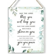 Wood Sign 8x10 Inch Bible Verse May The Lord Bless You Wood Sign Numbers 624 26 Scripture Wooden Signs Rustic Hanging Plaque Wall Art Christian Sign Wall Decor For Home Office Gift For Women Men