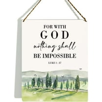 Wood Sign 8x10 Inch Bible Verse Wall Decor Wooden Hanging Sign Christian Wall Decor For With God Nothing Shall Be Impossible Luke 137 Scripture Wall Art Decor For Farmhouse Home Office Bedroom