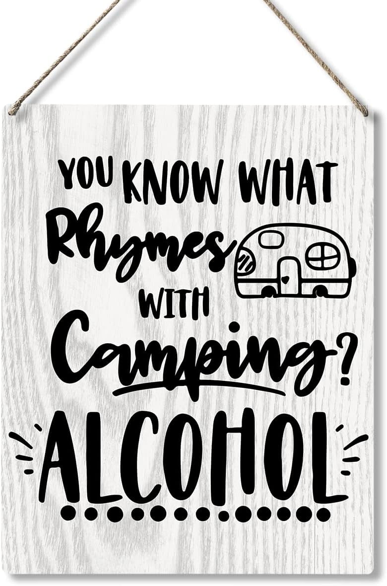 Wood Sign 8x10 Inch Funny Camping Sayings Wood Plaque Sign Wall Hanging ...