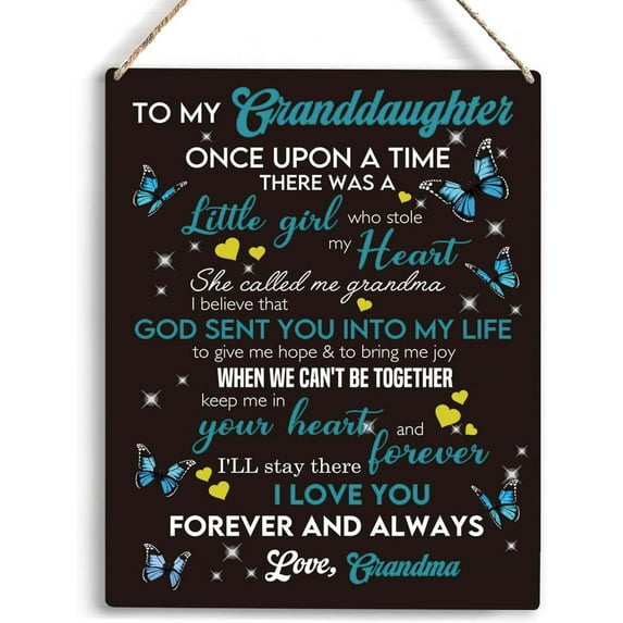 Wood Sign 8x10 Inch Granddaughter Gifts From Grandma To My Granddaughter Gifts Wooden Hanging Sign Christmas Gifts For Teen Girls Granddaughter Home Bedroom Living Room Farmhouse Wall Decor