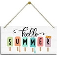thumbnail image 1 of Wood Sign 5x10 Inch Hello Summer Sign Summer Decor Sign Decorative Wood Hanging Wood Plaque Summer Door Hanger Beach House Hanging Decor Summer Home Decor Indoor Outdoor Front Door Decor For Porch, 1 of 6