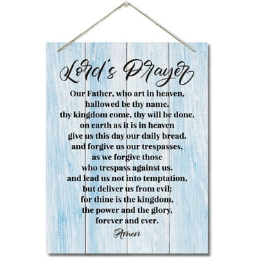 Wood Sign 8x10 Inch Inspirational Wood Art Signs Lord'S Prayer Wall Sign Hanging Printed Wall Plaque Wood Signs Home Decor Our Father Who Art In Heaven Hallowed Be Thy Name Christian Wall Decor