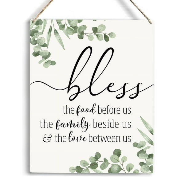 Wood Sign 8x10 Inch Kitchen Decor Farmhouse Kitchen Dining Room Decor Bless The Food Before Us Wooden Hanging Sign Rustic Dining Room Wall Art Decor Home Living Room Decorations Gift For Women Men