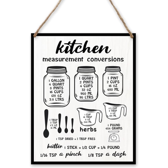 Wood Sign 8x10 Inch Patcate Kitchen Measurement Conversion Chart Wall Hanging Decor For Kitchen Essentials Baking Supplies Tools And Accessories Gift For Women Men
