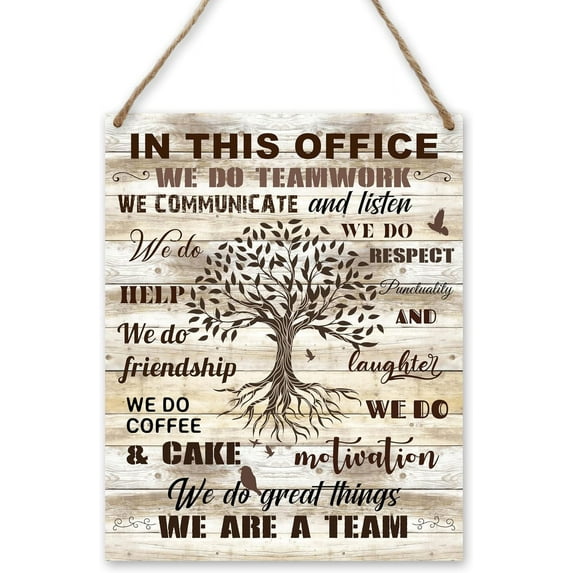 Wood Sign 8x10 Inch Patcate Office Inspirational Wall Art Hanging Decor Employee Of The Month Gifts For Coworkers Teamwork Wood Wall Art Decoration For Office Home Gift For Women Men