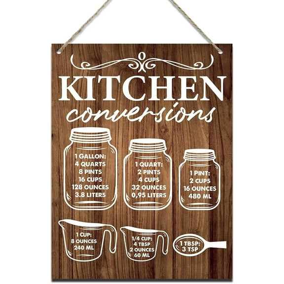 Wood Sign 8x10 Inch Rustic Kitchen Conversion Chart Sign Kitchen Measurement Wood Plaque Signs Wall Door Hanging For Home Farmhouse Kitchen Dining Room Decor Cute Kitchen Signs Wall Decor