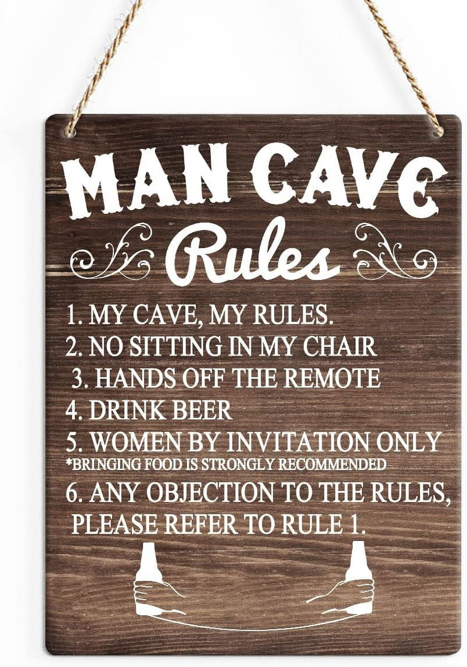 Rustic Man Signs Wood Sign 8x10 Inch Rustic Man Cave Wood Decor Sign Man Cave Rules ...