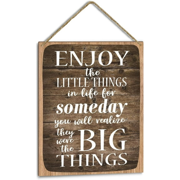 Wood Sign 8x10 Inch Wall Hanging Plaque Home Office Decor Motivational Gift For Coworker Friend Enjoy The Little Things In Life Wall Art Door Kitchen Bedroom Living Room Shelf Decor Supplies