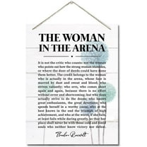 Wood Sign 8x10 Inch The Woman In The Arena Decor Sign Theodore Roosevelt Quote Hanging Printed Wall Plaque Wood Signs Office Wooden Wall Art Gifts For Girls Women Entrepreneur Gift For Women Men