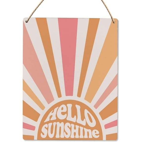 Wood Sign 8x12 Inch Boho Sun Wall Decor Boho Hello Sunshine Wood Hanging Sign Boho Summer Sun Wall Art Decor Summer Decorations For Home Sunroom Living Room Classroom Bedroom Room Gift For Women Men