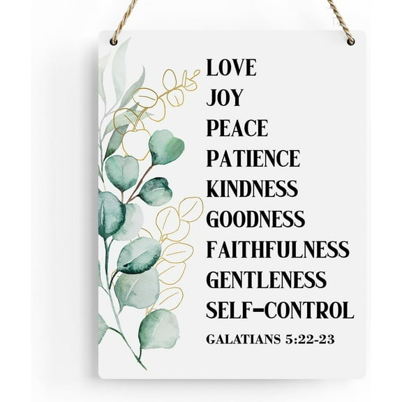 Wood Sign 8x12 Inch Christian Wall Decor Galatians Fruit Of The Spirit Decor Wooden Hanging Sign Christian Sign Farmhouse Sign Wooden Sign For Living Room Decorative Christian Bible Verse Wall Art