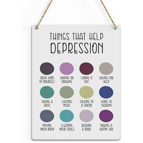 Wood Sign 8x12 Inch Depression Self Help Wall Decor Therapy Office Decor Mental Health Awareness Wooden Sign Wooden Hanging Sign Studying Room Therapy Counselor Office Psychology Office Decoration