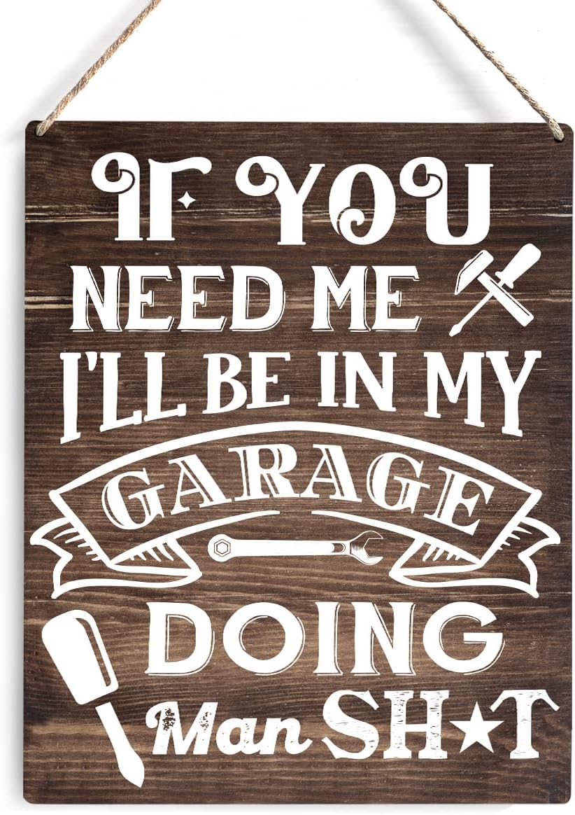 Rustic Man Signs Wood Sign 8x12 Inch Farmhouse Garage Wooden Sign Wall Decor Rustic Man ...