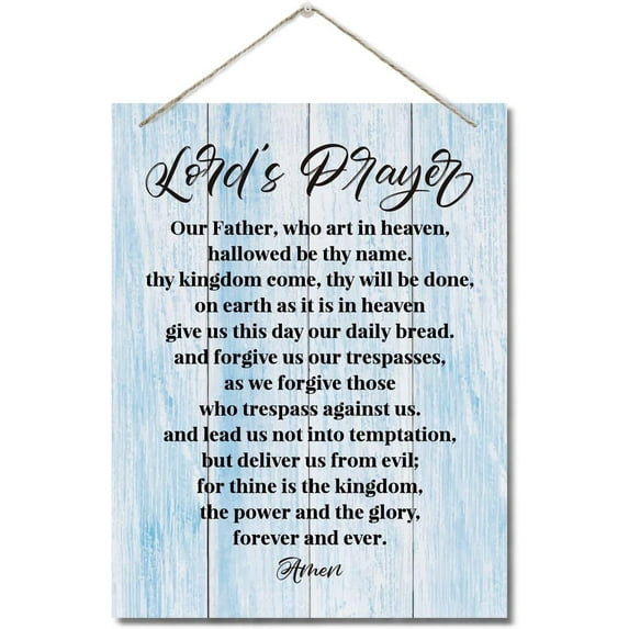 Wood Sign 8x12 Inch Inspirational Wood Art Signs Lord'S Prayer Wall Sign Hanging Printed Wall Plaque Wood Signs Home Decor Our Father Who Art In Heaven Hallowed Be Thy Name Christian Wall Decor