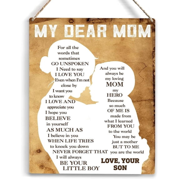 Wood Sign 8x12 Inch Mom Gifts My Dear Mom Wooden Hanging Sign Christmas Gifts For Mom From Son Gift Wall Decor For Home Bedroom Thank You Gifts For Mom Her Mothers Day Gifts Gift For Women Men