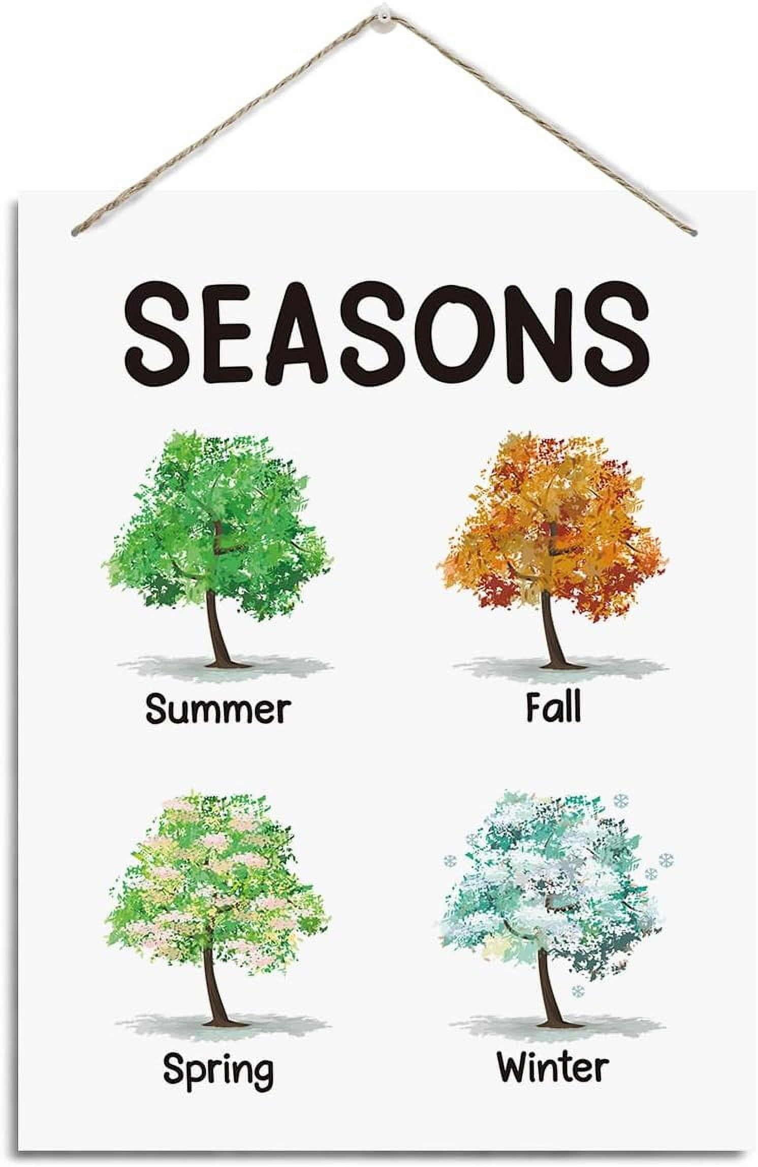 Wood Sign 8x12 Inch Seasons Sign Summer Fall Spring Winter Decor Wood ...