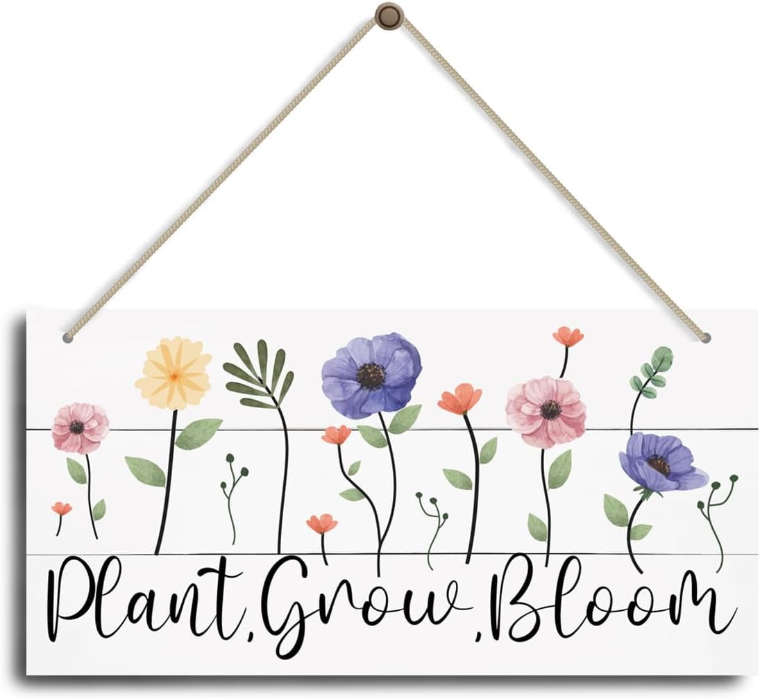 Wood Sign 6x12 Inch Simply Said Plant Grow Bloom Wood Sign Hanging Wood
