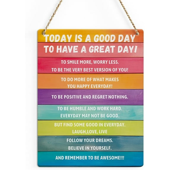 Wood Sign 8x12 Inch Wall Art Motivational Wall Decor Farmhouse Hanging For Office Living Room Home Bedroom Front Door Porch Cafe Bar Bathroom Classroom Family Garage Entryway Gift For Women Men