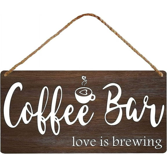 Wood Sign Coffee Bar Sign Rustic Wood Coffee Sign Wall Decor Wood Plaque Hanging Sign for Home Housewarming Coffee Bar Coffee Station 6x12inch