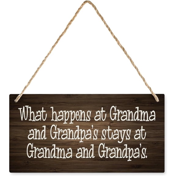 Wood Sign What Happens At Grandma And Grandpa's Stays At Grandma And Grandpa's Farmhouse Entryway Sign Rustic Wall Plaques Art With Quotes For Living Room Bedroom Kitchen Christmas Decorations