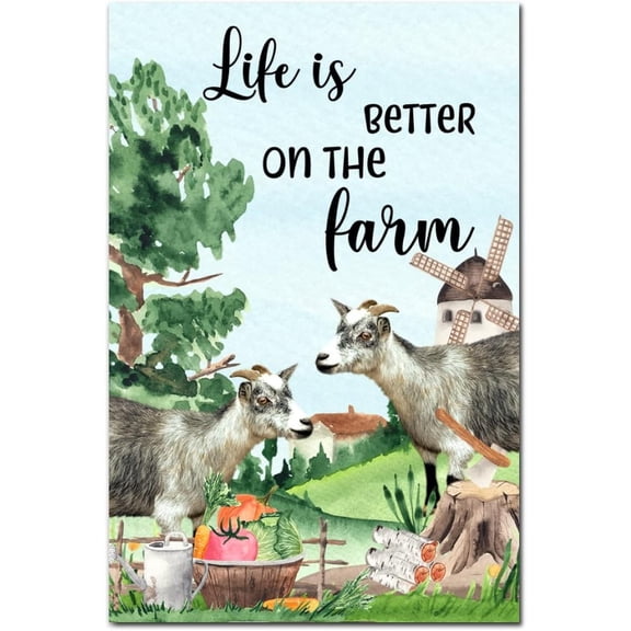 Wood Sign Life Is Better on The Farm Wooden Plaque Farm Animals Sheep Goat Watercolor Rustic Retro Farmhouse Wooden Plaque 12x8in Chic Wooden Board Decor for Kitchen Outdoors Living Room