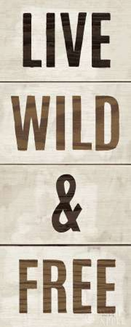 Wood Sign Live Wild and Free Canvas Art - Michael Mullan (24 x 48)