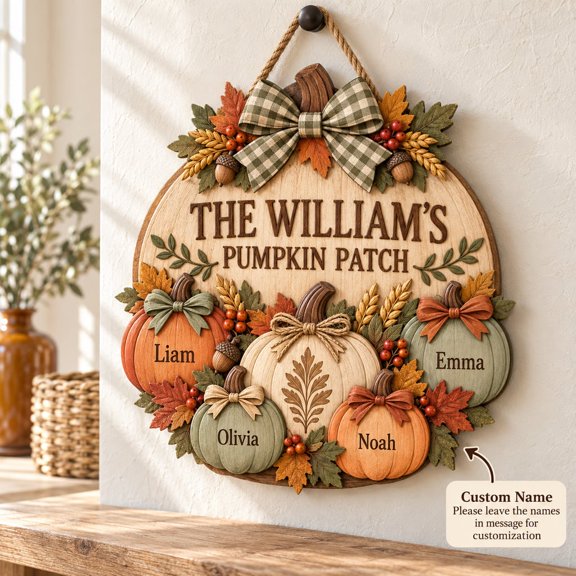 Wood Sign Pumpkin Patch Rustic Fall Wooden Door Hanger Thanksgiving Gift