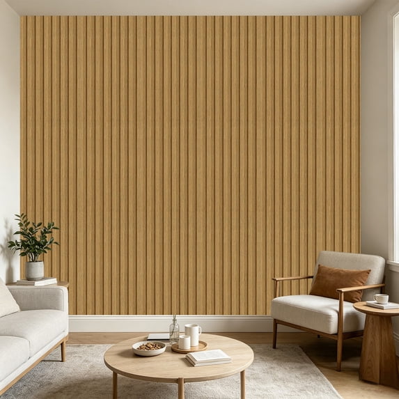 Wood Slat Self-Adhesive Wall Panels, 30x60cm Peel and Stick Fluted Wall Tiles for Home Decor