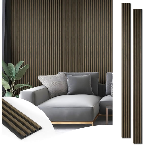 Wood Slat Wall Panel for Interior Décor Wood Fluted Acoustic Wall Paneling for Living Room Bedroom Home Office Walnut