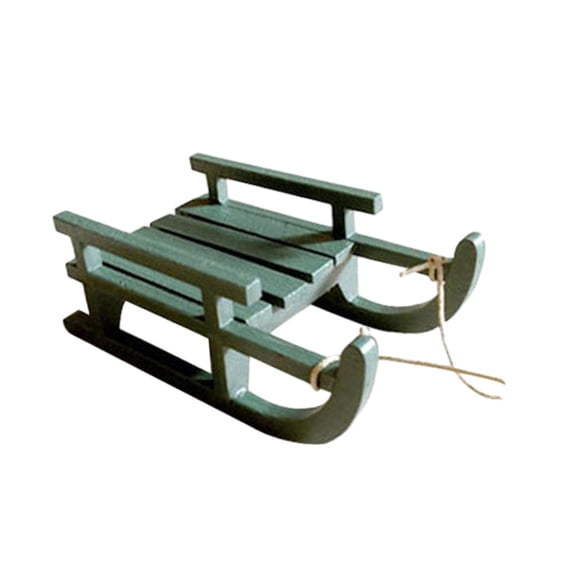 Wood Sleighs Simulation Desktop Decor DIY Crafts Micro Landscape Ornament, Doll House Decoration Scene Model for Toddlers, Girls, Children Boys Green