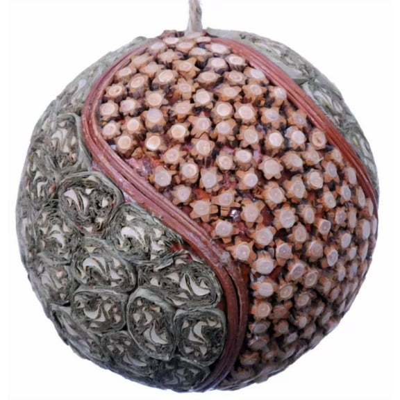 Wood Slice Mosaic Leaf Decorative Ball Ornament Natural Christmas Tree 527A