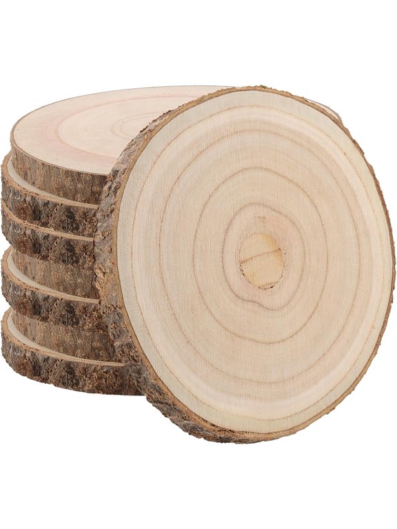 Wood Slices,Wood Slices for Centerpieces Table Decorations,Unfinished Rounds Wood for Crafts,Wood Slice for Rustic Wedding Decoration Projects, Natural Paulownia Wooden Slabs(10-11 inch 8 Pcs)