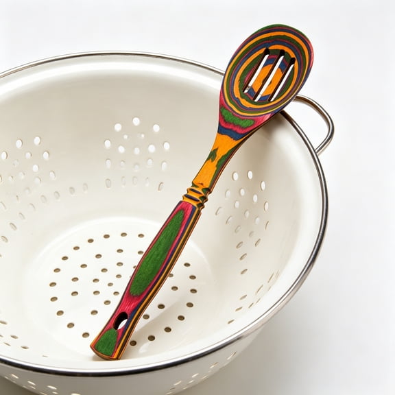 Wood Slotted Spoon (Rainbow)