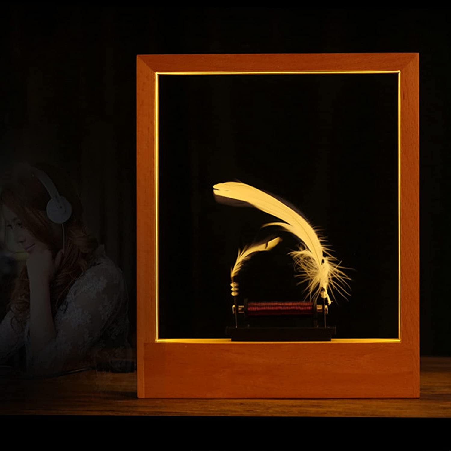 Wood Slow Motion Frame Optical Motion Slow Time Photo Frame Decor LED ...