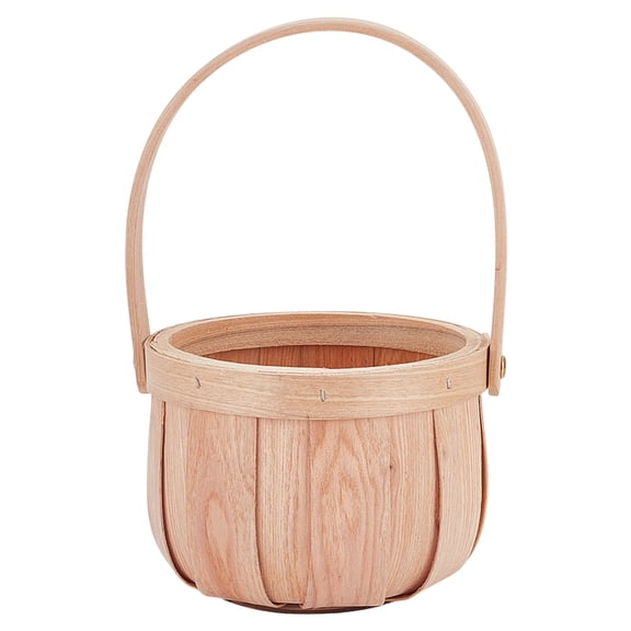 Wood Small Basket with Handle Rustic Decorative Wooden Gift Basket for Picnic Gardening DIY Crafts Thanksgiving Christmas Home