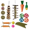 thumbnail image 1 of Wood Small Pet Chew Toy Set for Rabbits and Hamsters, Natural Bark Teeth Cleaning Kit for Bunny, Chinchilla, Crate Enrichment Items, Rodent Dental Health Set, 1 of 7