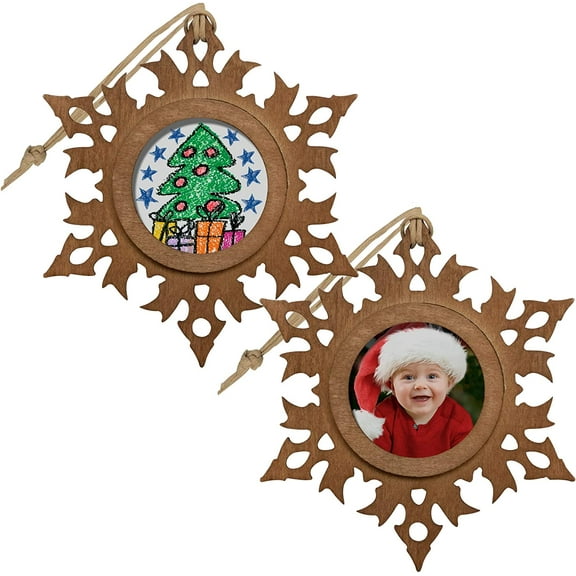 Wood Snowflake Photo Ornament - Pack of 10
