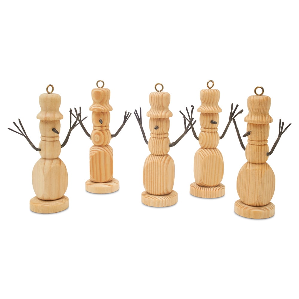 Wood Snowman Ornaments for Christmas Trees 4-1/4-inch, Pack of 25 Small Christmas Ornaments, Snowman Decor for Crafts, by Woodpeckers