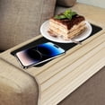 thumbnail image 1 of Wood Sofa Arm Tray Clip on Sofa Armrest Tray Table Waterproof Wood Couch Arm Tray No Assembly Couch Arm Table Multifunctional Couch Arm Table Tray Armrest Table for Drinks Snacks 43.1cmx34cmx9mm, 1 of 10