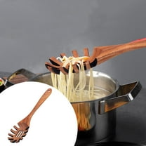 Wood Spaghetti And Pasta Server Large Wooden Spaghetti Spoon Server Long Handle Wooden Pasta Spoon With Teeth Ideal Spaghetti Server Pasta Forks Wooden Cooking Utensils Tableware Easy To Use